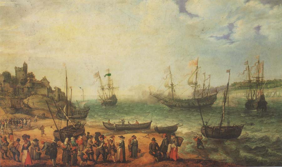 The Prince Royal and other shipping in an Estuary